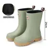Botas de Chuva de Cano Médio para Mulheres, Modernas para Dias Chuvosos, Sapatos Aquáticos para Adultos, Sola Grossa, Antiderrapante, Resistentes ao Desgaste, Sapatos de Borracha, Botas de Chuva para Caminhada na Floresta Tropical