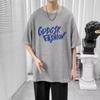 Camiseta de manga corta para hombre, marca de moda de verano, suelta, de cinco puntos, manga, 2024, nueva camiseta con estampado simple de Internet Ins.