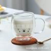Taza de doble capa con diseño de oso de leche y jugo de vidrio de dibujos animados, taza de café de doble capa de borosilicato de alto color, linda taza para el hogar