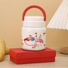 Termo Portátil de Acero Inoxidable 316 para Trabajadores de Oficina, Estilo Chino Nido de Pájaro y Hongo Blanco, Taza para Estofado de Gran Capacidad con Cuchara, Taza para Sopa