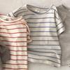 Camiseta de Verano a Rayas de Manga Corta para Bebé Niño y Niña Amigable con la Piel del Bebé Holgada Casual Manga Media Camiseta Base Top Coreana de Moda