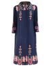 Vestido Camisero de Moda con Estampado Plisado Elegante Sencillo Suelto Talla Grande Solapa Monopecho Manga Siete Octavos Elástico Midi