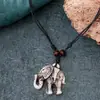 Collar de Elefante de Plata Antigua, Colgante de Ganesha, Accesorio de Cadena Vintage Estilo Étnico para Suéter, Elefante de Guerra
