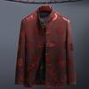 Tang Suit Meia-idade e Velho Pai Terno Masculino Inverno forrado de lã Engrossado Jaqueta acolchoada de algodão Estilo Chinês Casaco Vovô Velho Roupas Jaqueta acolchoada de algodão