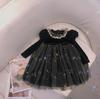 Estilo coreano roupas infantis vestido princesa da menina primavera e outono moda bebê menina vestido de manga comprida vestido infantil vestido puff malha