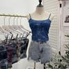 Tiro Real Popular en Internet Chaleco Camisola Pequeño Ropa Exterior para Mujer Almohadilla para el Pecho Desmontable Top sin Mangas Corto Estampado Tie-Dye 88939