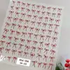 Pegatinas de Arte para Uñas con Lazo Francés Color Borgoña Popular entre Celebridades de Internet Lazo de Cinta Rojo de Año Nuevo Accesorios para Uñas