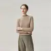 Suéter de Cachemira Grueso Cálido de Cuello Medio Alto para Mujer 100% Cachemira Pura de Cabra Tejido Suelto Capa Interior Suave Pegajoso Tejido Base Camiseta