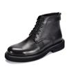 Botas de cuero de moda para hombre, estilo Martin, de caña alta, con cordones, botines retro de moda, con suela gruesa, punta redonda, botas de cuero