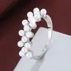 Anillo de Banda de Perlas Doble Fila Retro Francés Borde Dorado con Perlas Diseño Exquisito Atmósfera Suave Joyería