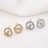 Accesorios de Joyería DIY Aretes de Aguja de Plata 925 Estilo K Cobre Puro Chapado en Oro Real de 14K Aretes de Circonita Micropavé Moda