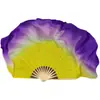 Abanico de Baile Danza Grupal Femenina Dieciocho Huan Platos Amarillo Morado Degradado Abanico de Seda Abanico de Seda para Práctica