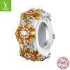 Pulsera de posicionamiento de silicona con flor de girasol Ziyun Nueva, cuentas espaciadoras, girasol original, plata S92, cuentas DIY