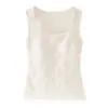 Chaleco de Ropa Interior Jacquard de Encaje Sexy Cálido de Hombro Ancho Original Francés para Mujer con Almohadillas en el Pecho No Necesita Sujetador Capa Base