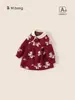 Ropa de Invierno para Bebés y Niños Pequeños Bonsun: Vestido Suéter con Botones Diagonales para Bebés Niñas, Vestido para Niñas Estilo Chino con Cuello de Solapa
