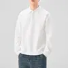 Nova Camisa de Algodão Pesado de Manga Longa para Homens, Cor de Primavera e Outono, Corte Solto, Camisa Base com Gola Dobrável para Homens