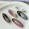 Pinza de Pato de Forma Ovalada Nueva Estilo Coreano con Pedrería y Letra, Color de Verano, Pinza Elegante de Gama Alta para Flequillo, Pinza Lateral Linda para Niña
