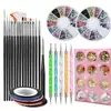 Set de Herramientas para Uñas Artísticas de 33 Piezas Transfronterizo, Pincel de Pintura, Bolígrafo de Puntos, Papel de Foil, Accesorios para Uñas Artísticas, Bandeja para Pedrería, Venta Directa de Fábrica