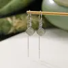 Yilu Plata Jade Natural Hetian Plata de Ley S925 Jade de Agua Clara Patrón de Diente de Rombos Largo Simple Geométrico Adelgazante Hilo de Plata