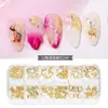 Accesorios para Uñas Tachuelas Metálicas Huecas Estilo Japonés Rhinestones de Colores con Base Plana Caja de Tiras Largas Set Mixto para Uñas Set Completo