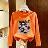 Linda camiseta de manga larga para niñas, nueva de 2026, elegante y dulce para primavera y otoño, top de algodón puro estilo coreano para niños