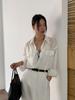 Camisa Feminina EVERTRUE Verão 2024 Novo Estilo Coreano Tencel Manga Longa Gola Lapela Top Transparente 61467