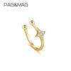 PAG & MAG Four Mans Star Plata 925 Clip para Oreja para Mujer Pendientes de Clip Simples y Frescos de Moda Pendientes Dulces y Cool