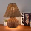 Decoração Nórdica Transfronteiriça para Casa de Campo Luminária de Mesa Plissada Transfronteiriça Quarto Mesa de Cabeceira Luminária Noturna de Bambu Presente Luminária para Atmosfera Romântica