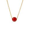 Colar Elegante Estilo Coreano Corrente Clavicular Pingente Ágata Vermelha Acessórios Pequenos Femininos Moda e Único Joias de Aço Inoxidável Atacado