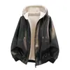 Jaqueta Nova de Couro PU Masculina Estilo Workwear Retro Americano Resistente Relaxado Estilo Old Money Simples de Rua