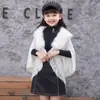 Nuevo Chal con Cuello de Piel Ins para Niñas Ropa de Abrigo Cálida Color Sólido Cárdigan de Punto Estilo Coreano y Japonés Elegante Ropa de Abrigo de Pequeña Princesa