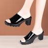 Chinelo de Salto Alto Grosso para Mulheres 2025 Verão Novo Plataforma Impermeável de Sola Grossa Chinelos de Bico de Peixe Moda e Versátil Chinelos Externos de Uma Linha