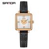 Reloj Sanda Fashion de Lujo Ligero con Correa de Acero para Mujer, Reloj de Malla para Mujer Resistente al Agua, Reloj de Cuarzo para Mujer con Correa Cuadrada Simple de Cuero Rosa