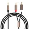 Carcasa de aleación de aluminio color gris pistola cable de audio amplificador de potencia para teléfono móvil estéreo de cobre libre de oxígeno de 3.5 a 2rca doble loto