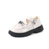 Zapatos de Cuero con Plataforma de Suela Gruesa para Niñas que Aumentan la Altura, Nuevo Estilo Retro de Verano 2025 con Velcro, Zapatos Mary Jane de Punta Redonda