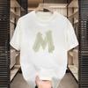 Atacado de fábrica meia manga amantes de verão Inglês impresso padrão Coringa T-shirt solta em torno do pescoço top