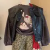 Chaleco de Cuero Estilo Coreano Otoño para Niñas Sudadera de Manga Larga Hello Kitty 2025 Traje de Pantalón de Chándal con Estampado de Leopardo Moderno y Genial para Niños
