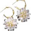Pendientes 2021 Nueva Moda Blanca Flor Grande Otoño e Invierno Elegantes Pendientes Mujer Exagerados Pendientes Celebridades de Internet Coreanas