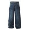 Jeans Scimitar Masculino Retro Americano Bolso Grande Tridimensional Desconstruído Patchwork Perna Larga Solto Preguiçoso Baggy