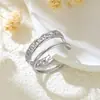Moda Europea y Americana Transfronteriza Popular Anillo de Cadena Hidráulica de Acero Inoxidable Geométrico Irregular de Gama Alta Anillo Abierto Tendencia