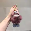 Celebridad de internet con gafas de sol, gorro de lana, llavero de muñeca, peluche de imitación de zorro, colgante, decoración para bolso de niña
