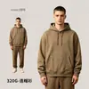 Moletom Americano Streetwear Pesado Outono e Inverno 320g, Modelagem Solta, Gola Redonda, Moletom Cross-border, Moletom com Capuz Personalizado Masculino