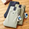 Pantalones de Modal de Lujo para Hombre con Textura de Algodón de Alta Calidad, Delgados de Verano, Suaves, Transpirables, Elásticos, de Pierna Recta, Estilo Casual de Negocios