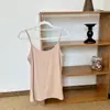 Camisole feminina de cor sólida com decote em V e bojo, top interno fino sem mangas justo ao corpo para primavera e verão