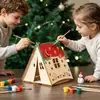 Tienda de Madera Pintable DIY para Navidad Tienda de Campaña Estilo Ins de Navidad Portavelas de Madera Lámpara Adorno de Decoración para el Hogar