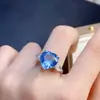 Anel de topázio com qualidade impecável e excelente cor de fogo, tamanho da pedra principal 12*12mm, topázio natural