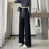 Pantalones Anchos de Cintura Alta para Mujer Otoño 2026 con Caída, Adelgazantes, Holgados, Casuales, Pierna Recta, Cordón, Pantalones de Chándal Deportivos