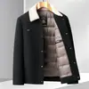 Chaqueta de Plumas para Hombre con Cuello de Pana y Lana de Cordero 90% Plumón de Pato Blanco Ropa de Abrigo para Edad Media y Jóvenes Otoño/Invierno Chaqueta de Plumas de Estilo Workwear con Caída