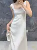 Falda Larga de Punto Midi de Cintura Alta Otoño Invierno para Mujer Blanca de Línea A Plisada con Caída Adelgazante Versátil Elegante