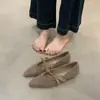 Zapatos de Salón Gruesos de Lana y Terciopelo Gris Retro con Tacón Alto para Mujer, Zapatos de Tacón Alto Elegantes con Lazo para Commuter Otoño e Invierno 2025